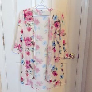 Pink Milly Cream Floral Kimono- Size Small
